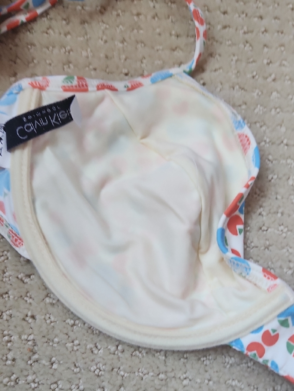 Calvin Klein White Bikini Top with Red and Blue Heart Print - Picture 5 of 8